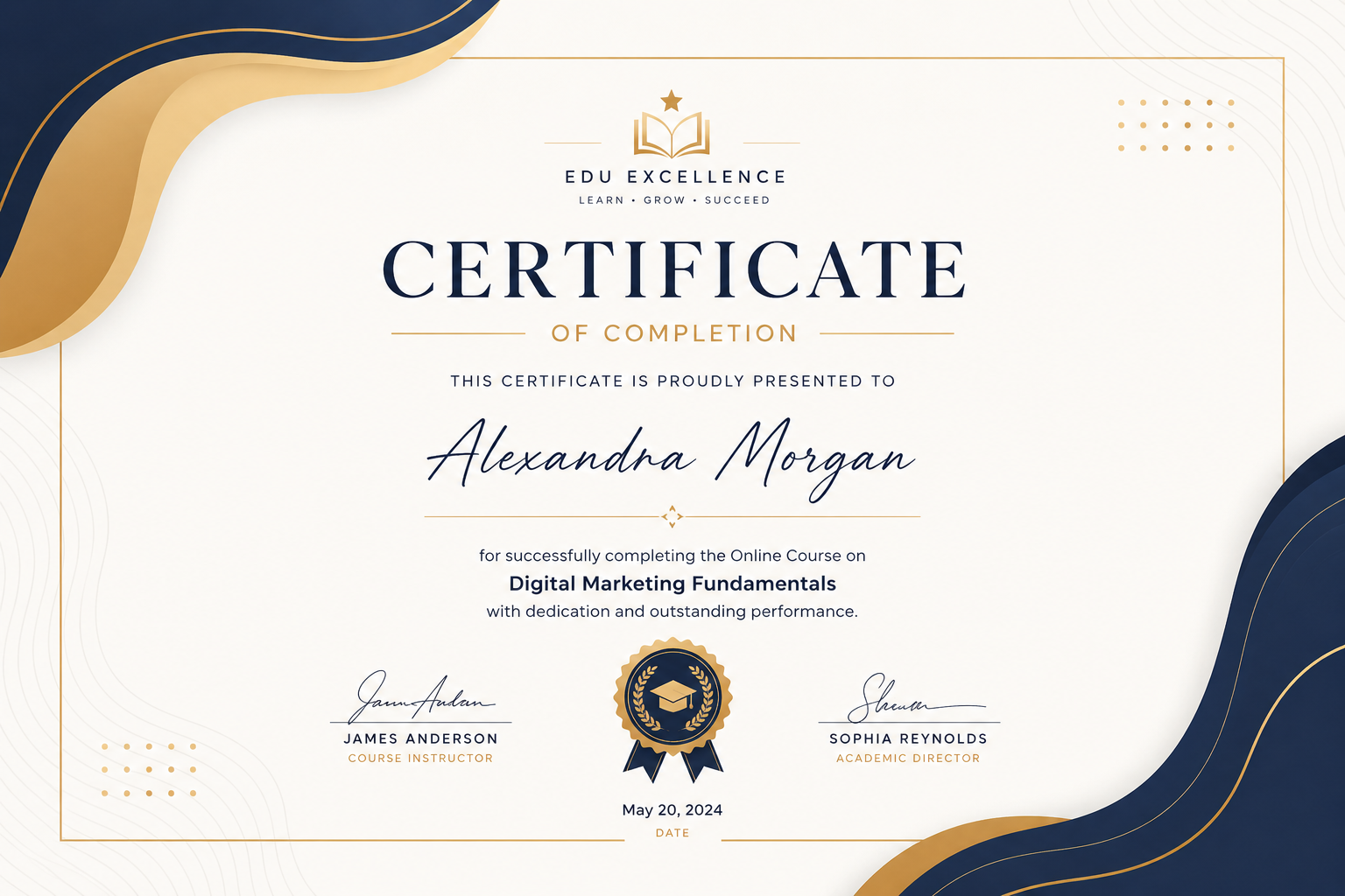 Grace Institute Certificate of Excellence